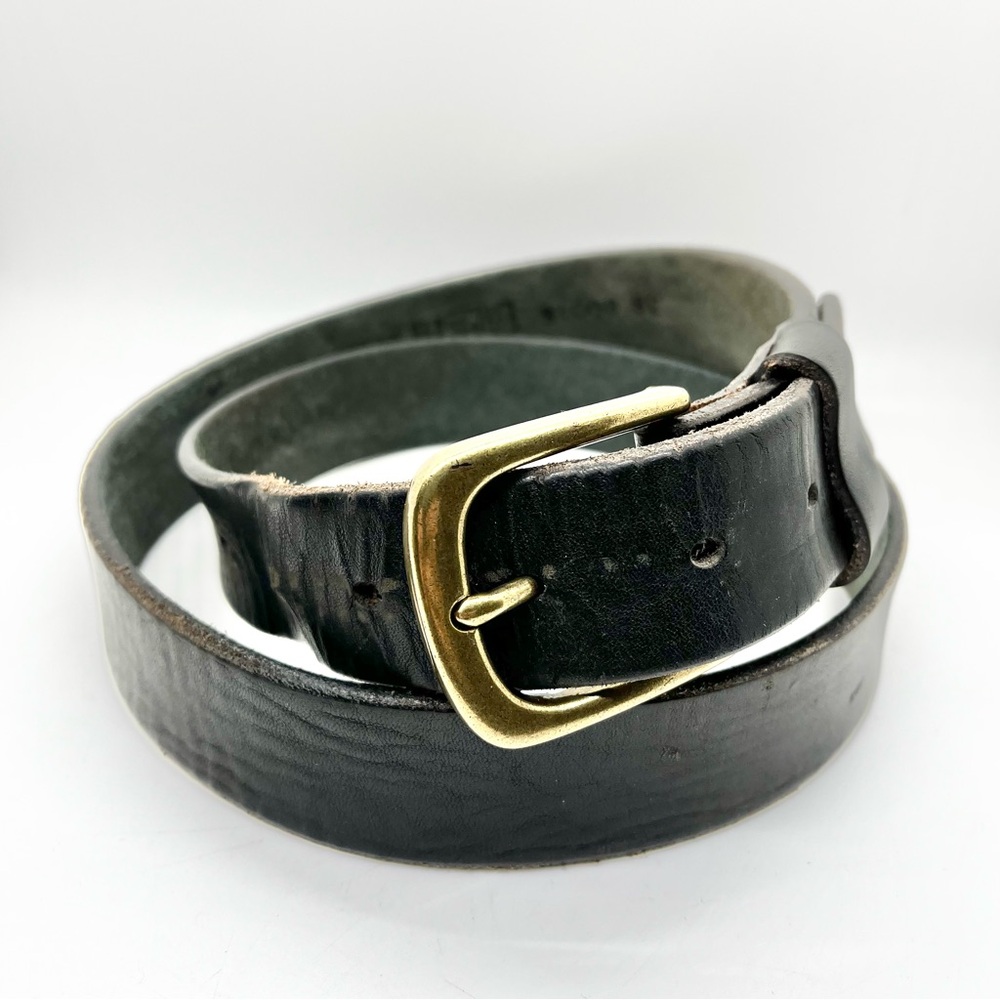 Duluth Trading Co Black Leather Belt with Brass Buckle Mens Size 36